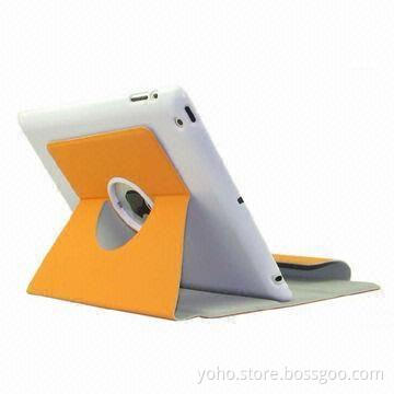 360 Rotary Leather Cover for New iPad, Made of PU, Suede and PC Materials